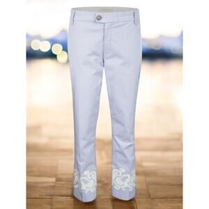 NWT - Tory Burch Adrienne Embroidered Chino Cropped French Lavender Pants Sz: 27